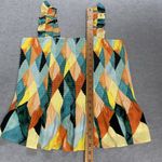 Torrid Blouse Womens 1X Geo Multicolor Peplum Crinkle Gauze Tank Smocked Summer Photo 3
