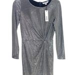 BB Dakota Dress What's Your Shine Metallic Long Sleeve in Gunmetal Size XS NWT Photo 3