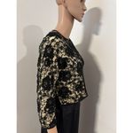 NO TAG Vintage Black Lace Beaded Silk Lined 3/4 Sleeve Hook Eye Crop Jacket SM Photo 2