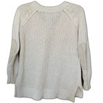 Brochu Walker  WOMENS WHITE V NECK SWEATER LEATHER ELBOWS PETITE Photo 5