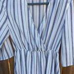 Freeway Apparel Freeway anthropology, style# 8459Navy Blue and White Striped 3/4 Sleeve Dress Photo 1