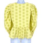 ZARA  Embroidered Openwork Puff Sleeve Peplum Top Size Small Photo 6