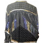 Agustres Impressions Sequin Beaded Embellished Jacket Art Deco Style Coat XL Black Photo 3