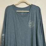 Natural Life 100% Cotton Blue Oversized Long Sleeves Doodle Tee, Size XL Photo 4