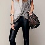 Free People SOLD!!!! Black Faux Leather Skinny Zipper Pants Photo 0