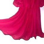 NEW Feditch Pink Barbie Flowy Wide Sleeve Mini Flare Dress Large Photo 4
