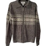 Oleg Cassini  Nordic Grey Wool Blend Full Zip Metallic Sequin Sweater Medium Photo 0