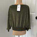 Nike Terry Oversized Boatneck Dolman Sleeve Top Olive Photo 4