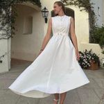 ZARA  dress maxi asymmetric white half zip waist belt tie cotton casual vacation Photo 7