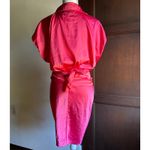 DO+BE  | Pink Satin Tie Waist Short Sleeve Shirt Party Dress Draped Mini Medium Photo 6