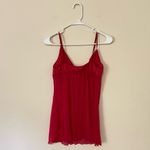Victoria's Secret  Red Lace Chemise Lingerie Camisole Lettuce Hem Slip Top Size L Photo 1