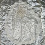 Fabulous Vintage 1970s/80s Ivory Satin Prairie Style Wedding Gown! Size 12 Photo 6