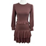 Nation Ltd Abby Smocked Mini Dress Women Small Maueve Long Sleeve Ruffle Detail Photo 1
