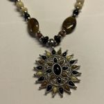 CHAPS Signed Brown / Black Bead Beaded Silver Tone Clasp Long Necklace / Pendant Photo 3