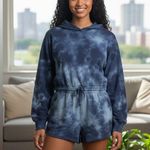 FP Movement Womens Blue Tie Dye Hoodie Romper Photo 0