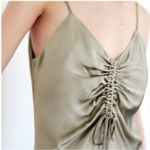 ZARA Green Gray Satin Maxi Slip Dress Photo 4