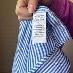 Katch Me Women’s Large Blue White Stripe Button Up Business Casual Long Sleeve Photo 6