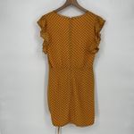 Tularosa  Mustard Yellow Polka Dot Ruffle Sleeve Wrap Dress Size M Photo 3