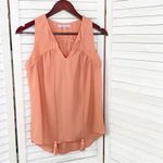Naked Zebra ‎ Flowy V Neck Sleeveless Blouse Peach Orange Small Photo 5