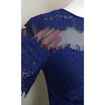 Sangria Dark Blue Lace Black Sheer Cutout Short Sleeve Midi Dress ModCloth Photo 3