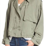 Rails  linen blend‎ double breasted green military utility jacket size large Photo 0