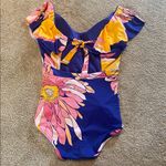 Trina Turk  Breeze Ruffle Plunge One-Piece Swimsuit Size 14 Photo 2