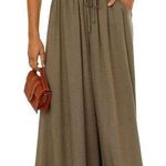 High Waist Wide Leg Palazzo Culottes Loose Pants Womens Small Olive Green Tan Photo 9