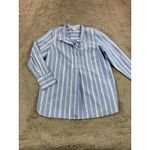 J.Jill  Striped Tunic Shirt Women Size M Blue White Collared Button Up School Photo 12
