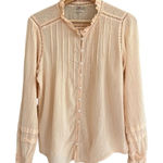 Faherty  Womens Willa Organic Cotton Top Size L Ruffle Trim Peasant Cottage Photo 0