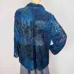 Beverly Drive Top Womens 18W Turquoise Velvet Burnout Floral Artsy Art to Wear Blue Photo 5