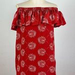 Madewell Palm Flower Off Shoulder Silk Dress Photo 0