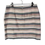 Loft Ann Taylor  Pink & Blue Metallic Stripe Mini Pencil Skirt 10 Photo 2
