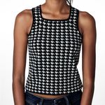 Misook  Black White Houndstooth Sleeveless Knit Tank Top Small Photo 0