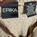 Erika Ramie blend tan and black fall leaf block pattern knit sweater size medium Photo 5