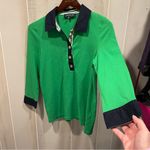 Jones New York Cute fighting Irish green blue rugby style 3/4 sleeve lightweight top cotton Photo 6