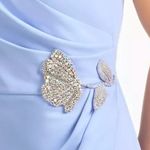 Sachin + Babi  periwinkle, draped tulip dress. Spaghetti straps. 4 Photo 3