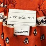 Liz Claiborne  Women’s Blouse V-neck Short Sleeves Orange White Floral Size Large Photo 10