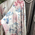 Cloth & Portrait Floral Faux Suede Open Lightweight Waterfall Cardigan Size M Photo 1