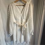 Lulus Always On Repeat White Clip Dot Long Sleeve Mini Dress Sz Medium Chiffon Photo 2