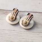 Vintage Clip On Earrings Red & Cream Button Design Photo 5