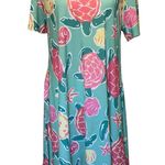 Simply Southern Tassel Beachy Topsail Dress Sea Turtles Pink Yellow Green Size M Photo 1