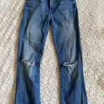 Mother The Insider Crop Jeans (with Custom Back Embroidery) (Size 25) Blue Photo 0