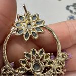 Silver Tone Mirrored Purple Beaded Dangle Chandelier Earrings Womens Pierced Photo 4