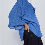 ZARA  Blue Polka Dot Tie Neck Flowy Oversized Blouse Small Chic Fairy 90s Photo 7