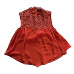 Love j Top Womens Burnt Orange Lace Yoke Crochet Trim Boho Chic Size S Photo 1