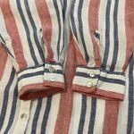 Artisan NY 100% Linen Tunic Women’s Top Size Small Long Sleeve Striped Button Up Photo 3