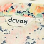 Vintage 80s Devon Floral Button Up Shirt Tie Long Sleeve Multi Size 12 Photo 7