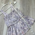 J.Crew  Smocked Tank Top satin watercolor womens Purple (small) feminine romantic Photo 4