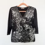 Vintage Y2K Blue Canyon Women's Top Size Lā Black Graphic Biker Glam Mall Goth Size L Photo 1