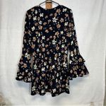Sugar Lips  Navy Blue Floral Long‎ Bell Sleeve Boho Romper Size M Photo 4